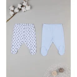 Pack 2 polainas azul y blanco con estampado de panda*Prenatal Sale