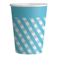 Online Pack 8 vasos ecológicos de cartón - Cuadros azules Artículos De Fiesta Y Regalos