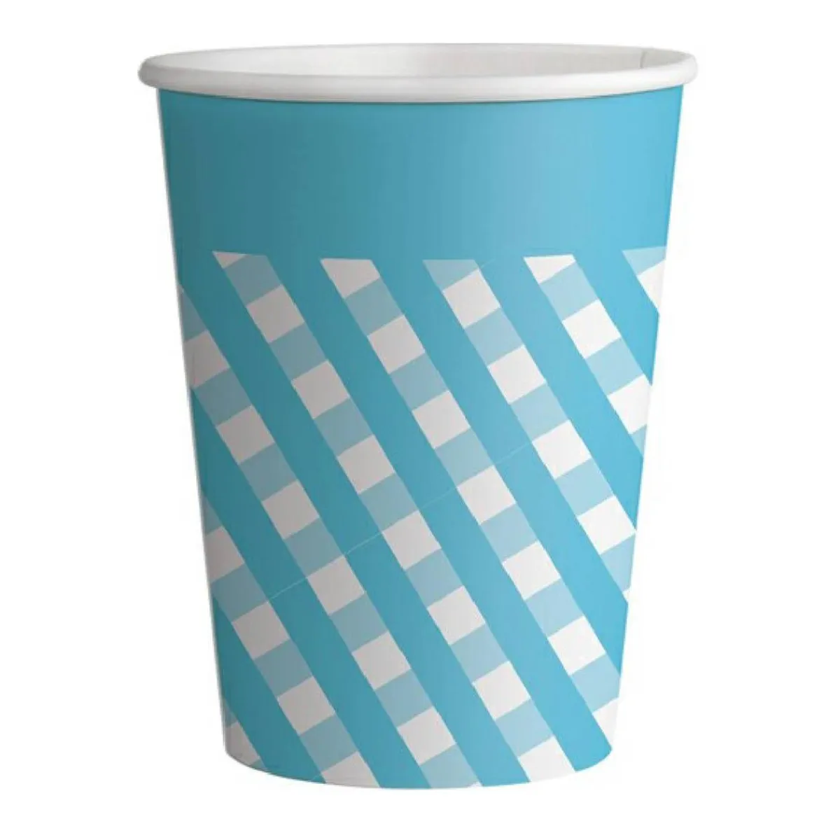 Online Pack 8 vasos ecológicos de cartón - Cuadros azules Artículos De Fiesta Y Regalos