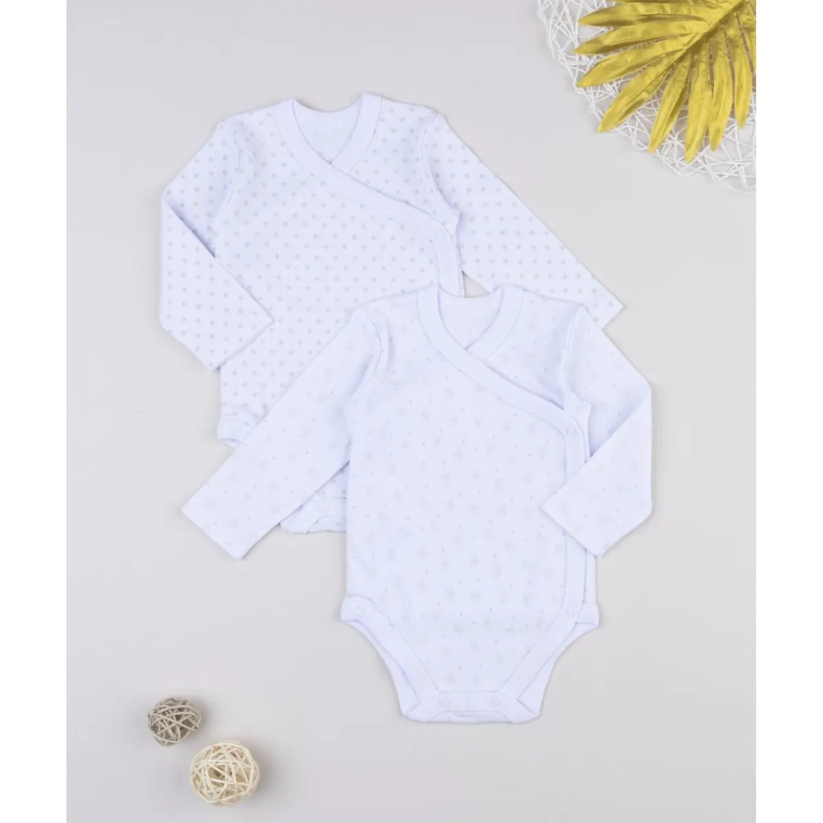 Pack de 2 bodies blancos de manga larga para niña*Prenatal Clearance