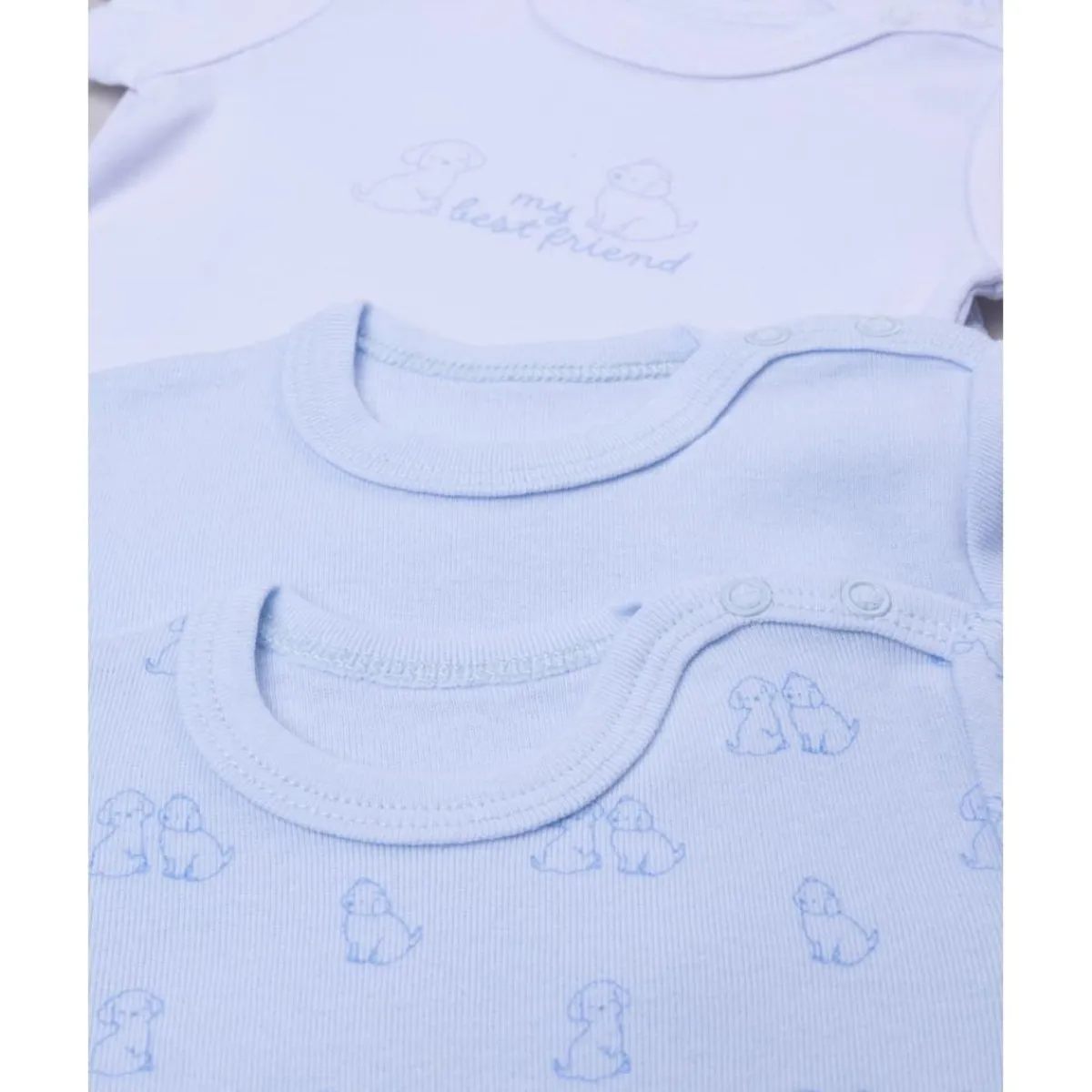 Pack de 5 bodies de manga corta blanco y azul*Prenatal Discount