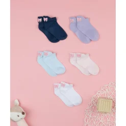 Pack de 5 calcetines multicolor con lacito rosa*Prenatal Online