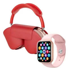 Discount Pack Smartwatch 9 Max + Auriculares Pro Rosa/Rojo Electrónicos