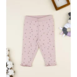 Pantalón de bebé rosa con estampado de corazones*Prenatal Clearance