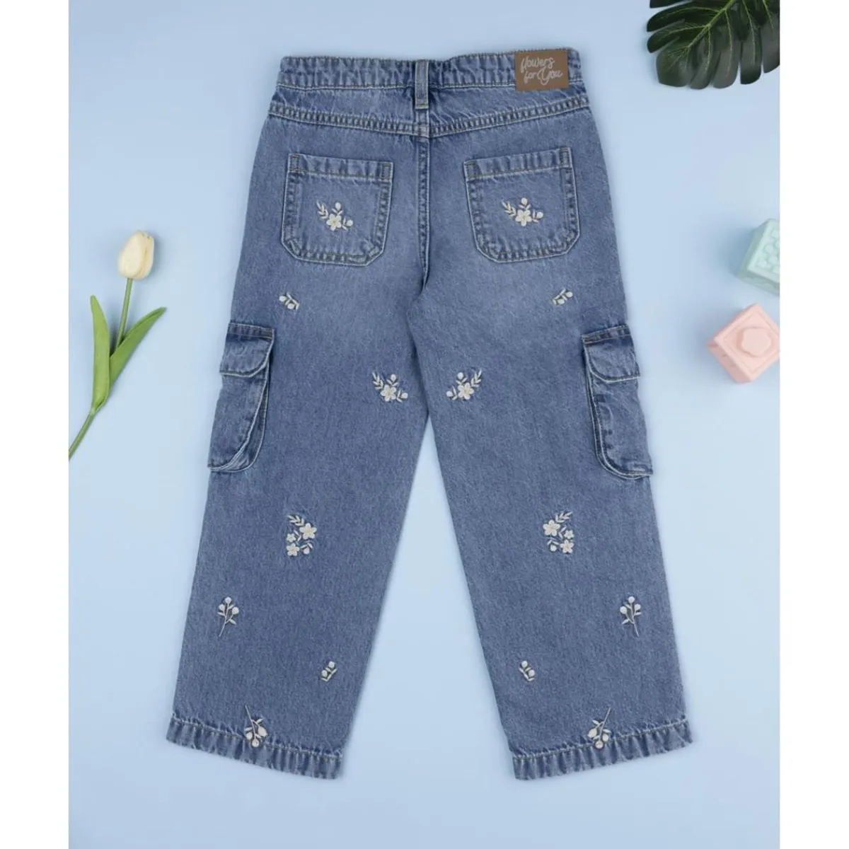 New Pantalón denim niña florecitas Niña 2-10 Años·Vaqueros, Pantalones Y Petos|Niña·Niña 2-10 Años