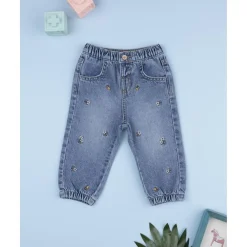 Pantalón denim niña flores*Prenatal New