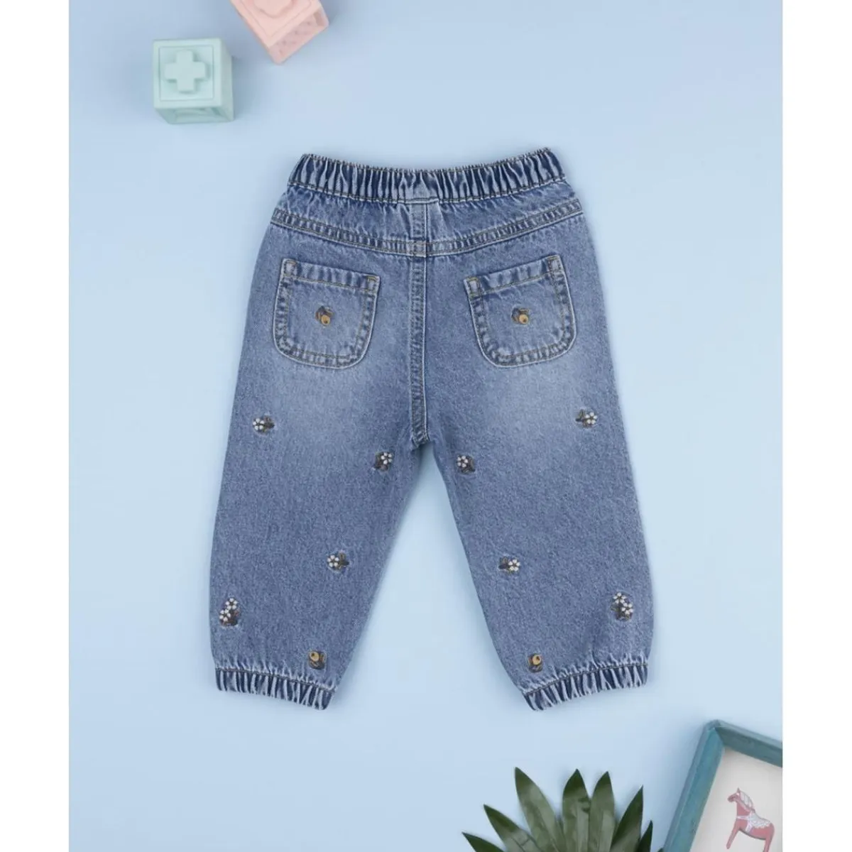 Pantalón denim niña flores*Prenatal New