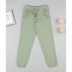 Pantalón niña verde con bordado de flores*Prenatal Online