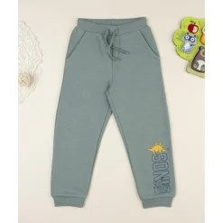 Pantalón niño verde felpado con estampado*Prenatal Outlet