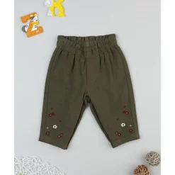 Pantalón verde de niña con bordados*Prenatal Hot