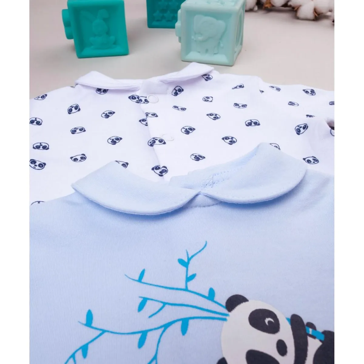 Sale Paquete de 2 peleles en interlock blanco y azul Ropa Y Accesorios·Peleles|Recién Nacido·Ropa Y Accesorios