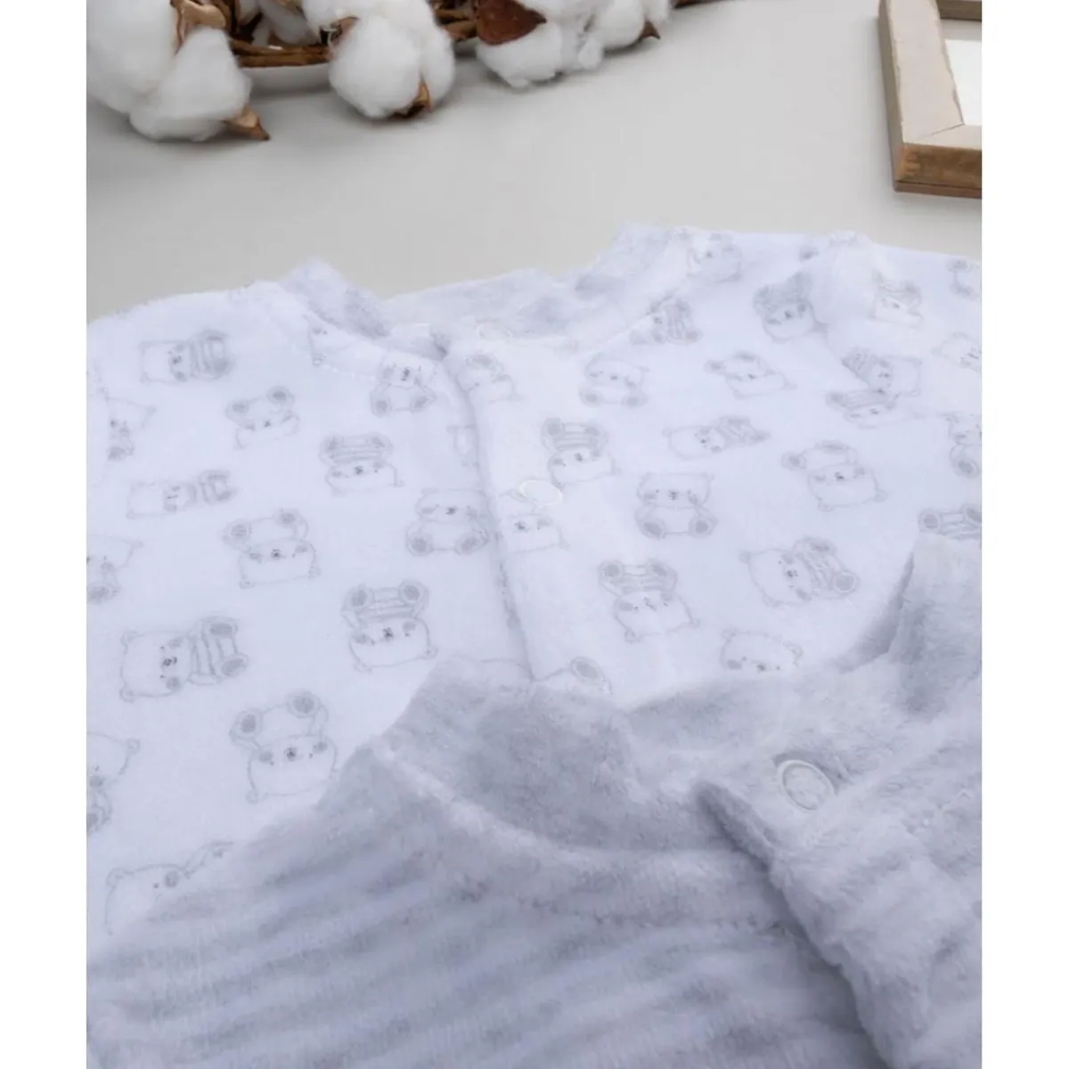 Hot Paquete de 3 pijamas de terciopelo gris y crema Ropa Y Accesorios·Peleles|Recién Nacido·Ropa Y Accesorios