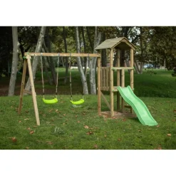 Outlet Parque infantil Carlit de madera columpios y tobogán Columpios