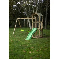 Outlet Parque infantil Carlit de madera columpios y tobogán Columpios