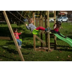 Outlet Parque infantil Carlit de madera columpios y tobogán Columpios