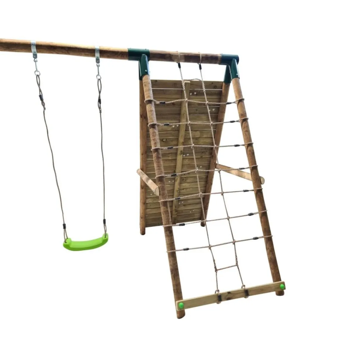 Parque infantil de madera columpios y escalada Timbu*MASGAMES Sale