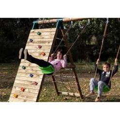 Parque infantil de madera columpios y escalada Timbu*MASGAMES Sale