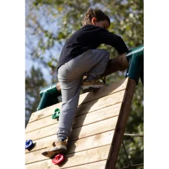 Parque infantil de madera columpios y escalada Timbu*MASGAMES Sale