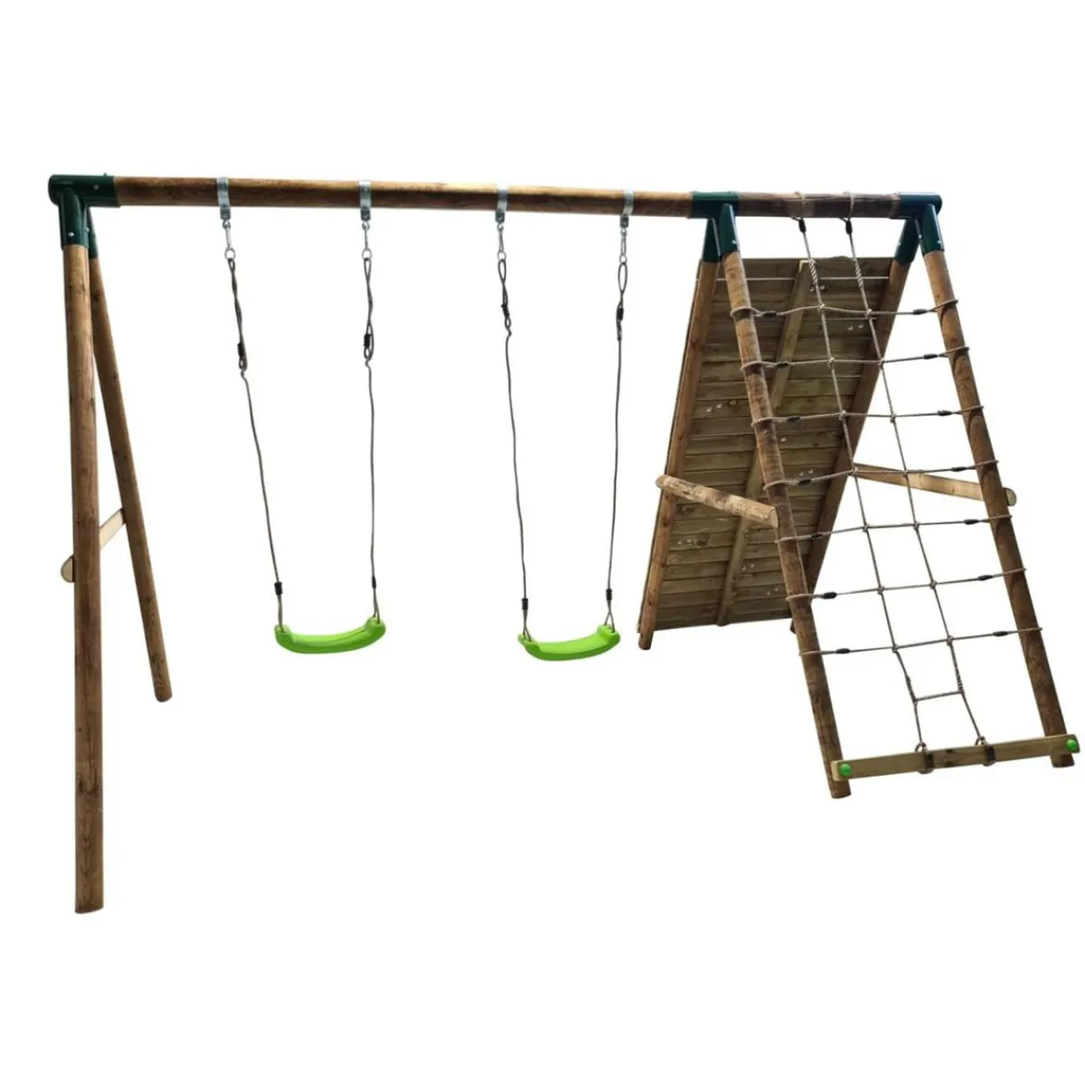 Parque infantil de madera columpios y escalada Timbu*MASGAMES Sale