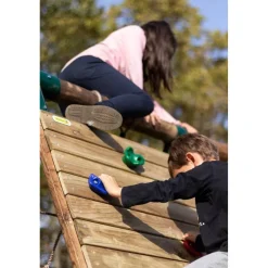 Parque infantil de madera columpios y escalada Timbu*MASGAMES Sale