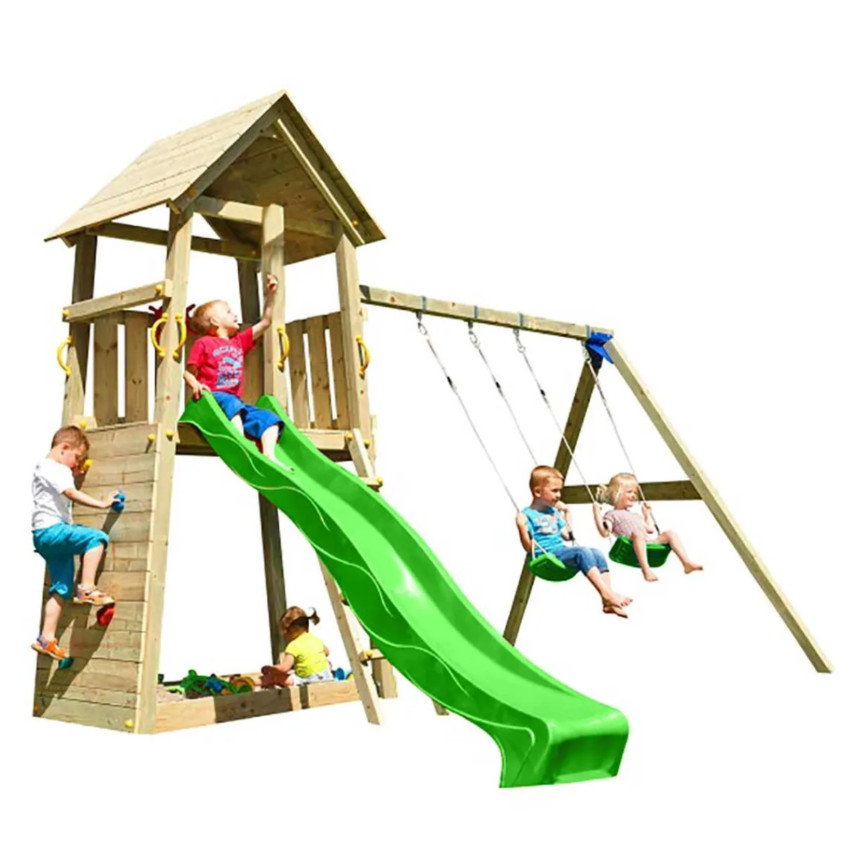 Parque juegos infantil de madera Belvedere con columpio doble*MASGAMES Online