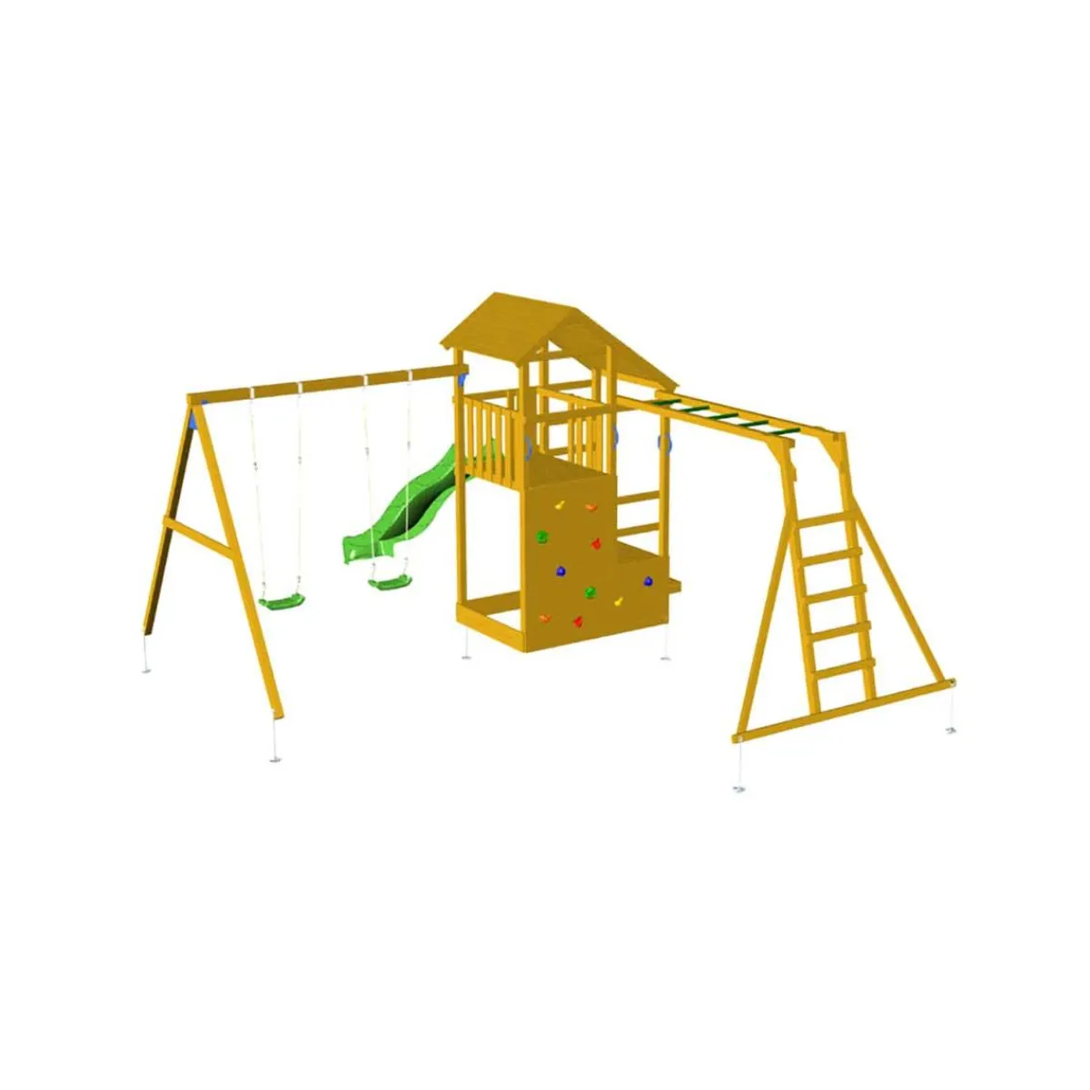 Parque juegos infantil de madera Teide XL con puente y columpio doble*MASGAMES Sale