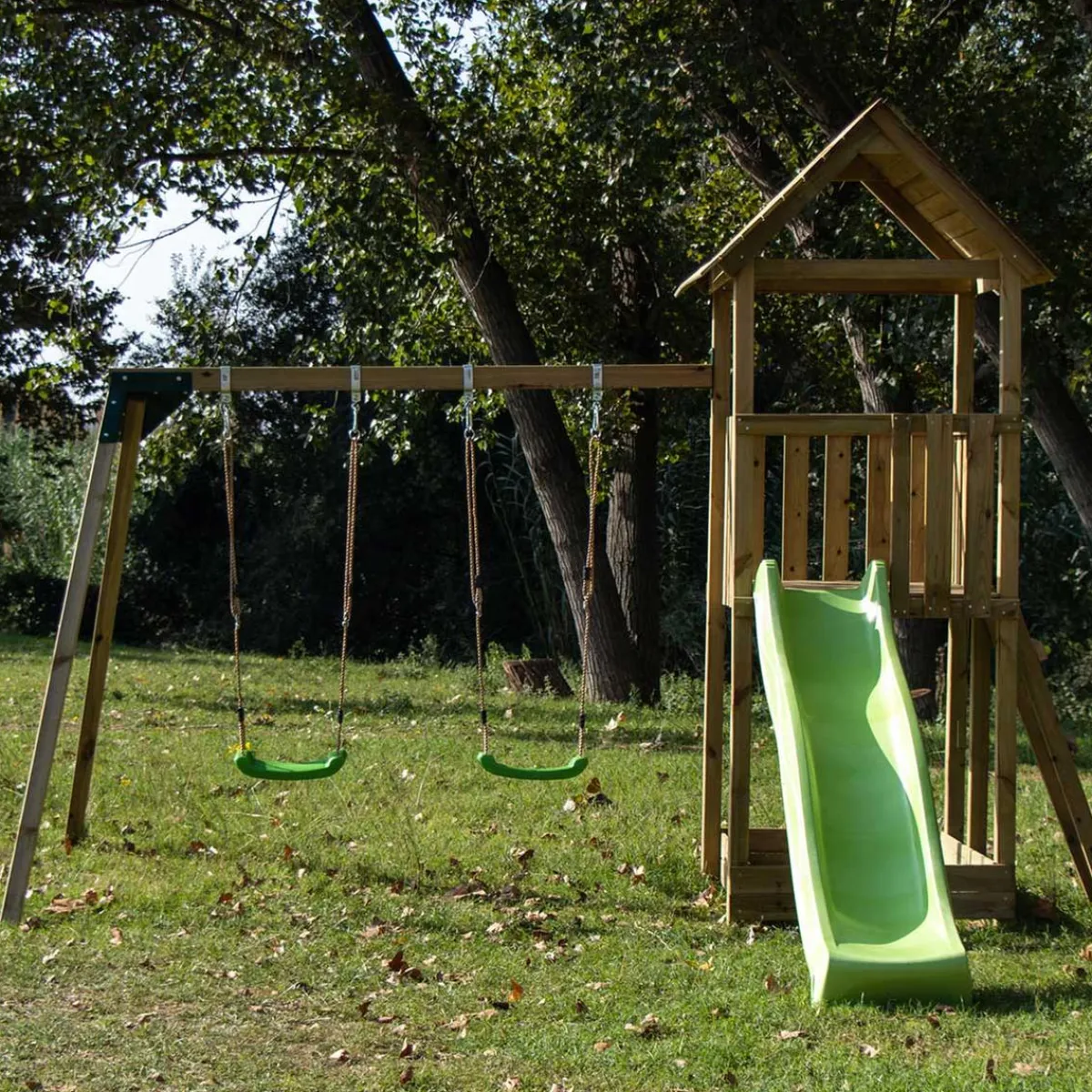 Parque juegos infantil de madera Tibidabo con columpio doble*MASGAMES New