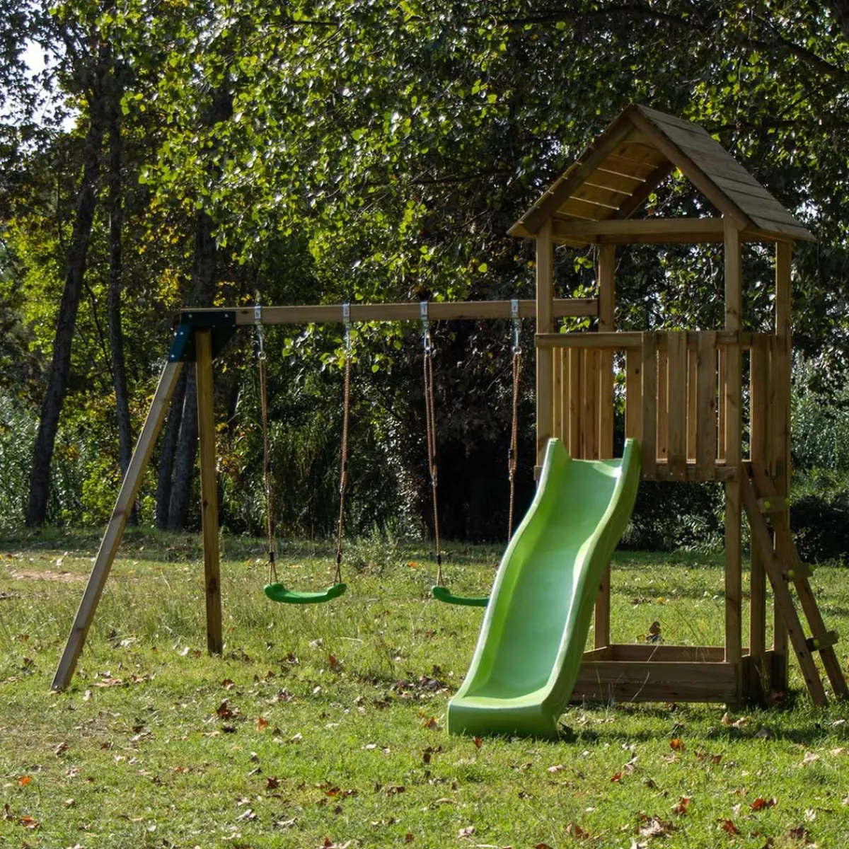 Parque juegos infantil de madera Tibidabo con columpio doble*MASGAMES New