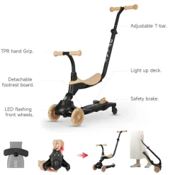 Patín Qplay EVO 5‑en‑1 con luces – Color beige*DEVESSPORT Sale