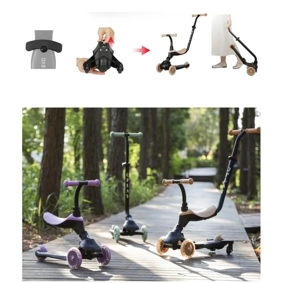 Patín Qplay EVO 5‑en‑1 con luces – Color beige*DEVESSPORT Sale