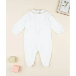 Outlet Pelele bebé de terciopelo blanco con bordado dorado Ropa Y Accesorios·Peleles|Recién Nacido·Ropa Y Accesorios