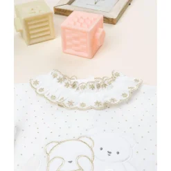 Outlet Pelele bebé de terciopelo blanco con bordado dorado Ropa Y Accesorios·Peleles|Recién Nacido·Ropa Y Accesorios