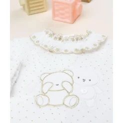 Outlet Pelele bebé de terciopelo blanco con bordado dorado Ropa Y Accesorios·Peleles|Recién Nacido·Ropa Y Accesorios