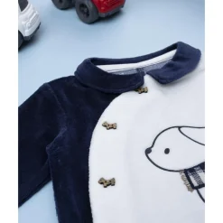 Pelele blanco y azul de niña con perrito*Prenatal Outlet