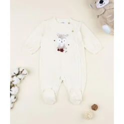 Sale Pelele de terciopelo crema con ciervita para recién nacida Ropa Y Accesorios·Peleles|Recién Nacido·Ropa Y Accesorios