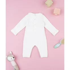 Pelele tricot blanco de niña con lazo*Prenatal Discount