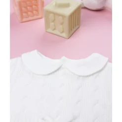 Pelele tricot blanco de niña con lazo*Prenatal Discount