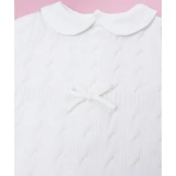 Pelele tricot blanco de niña con lazo*Prenatal Discount