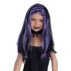 Discount Peluca brujita negra con mechas lilas Disfraces|Halloween