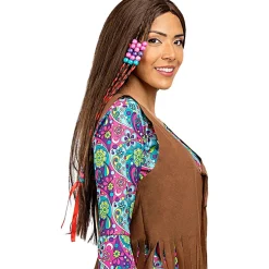 Clearance Peluca de hippie morena Halloween|Disfraces