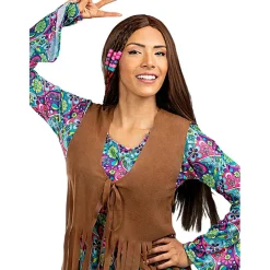 Clearance Peluca de hippie morena Halloween|Disfraces