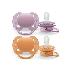 Philips - Chupetes ultra suaves para bebés de 6-18 meses, morado/naranja (2 unidades)*AVENT Clearance