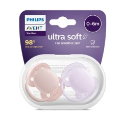 Philips - Chupetes ultra suaves 0-6 meses color morado/rosa (2 unidades)*AVENT Discount
