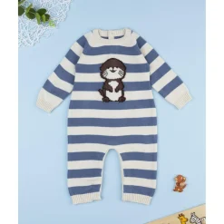 Pijama de bebé a rayas beige y azul*Prenatal Online