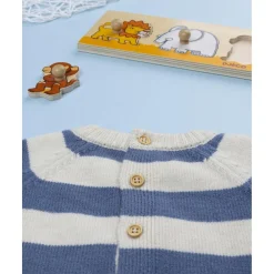 Pijama de bebé a rayas beige y azul*Prenatal Online