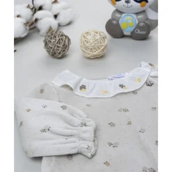 Pijama de bebé en terciopelo marrón con bordados*Prenatal Discount