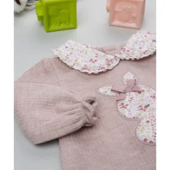 Pijama en color rosa antiguo de bebé niña con patch de conejito*Prenatal Best