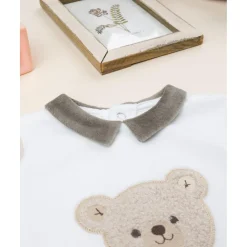 Pijama entero bebé blanco/beige con osito*Prenatal Clearance