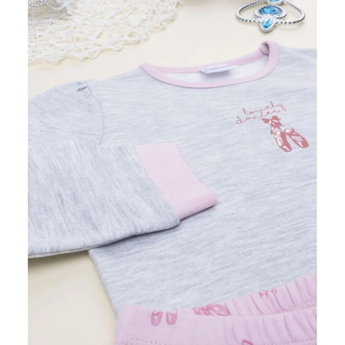 Online Pijama gris y rosa con bailarina para niña Descanso Y Ropa Interior·Infantil 2-10 Años