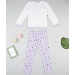 Pijama niña blanco y violeta con cerezas*Prenatal Online